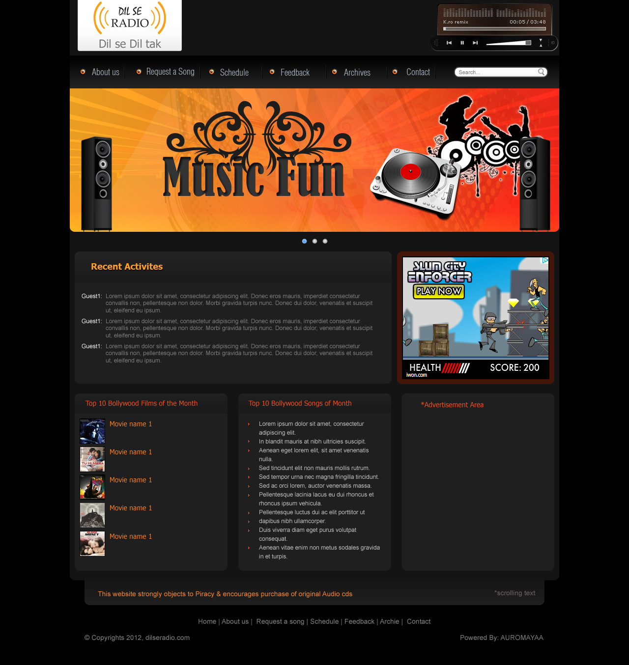 DilSeRadio Joomla Customized Black Clean Theme Design n Development